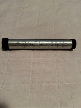 SILVER & BLACK WINNIE THE POOH BIRTH CERTIFICATE HOLDER